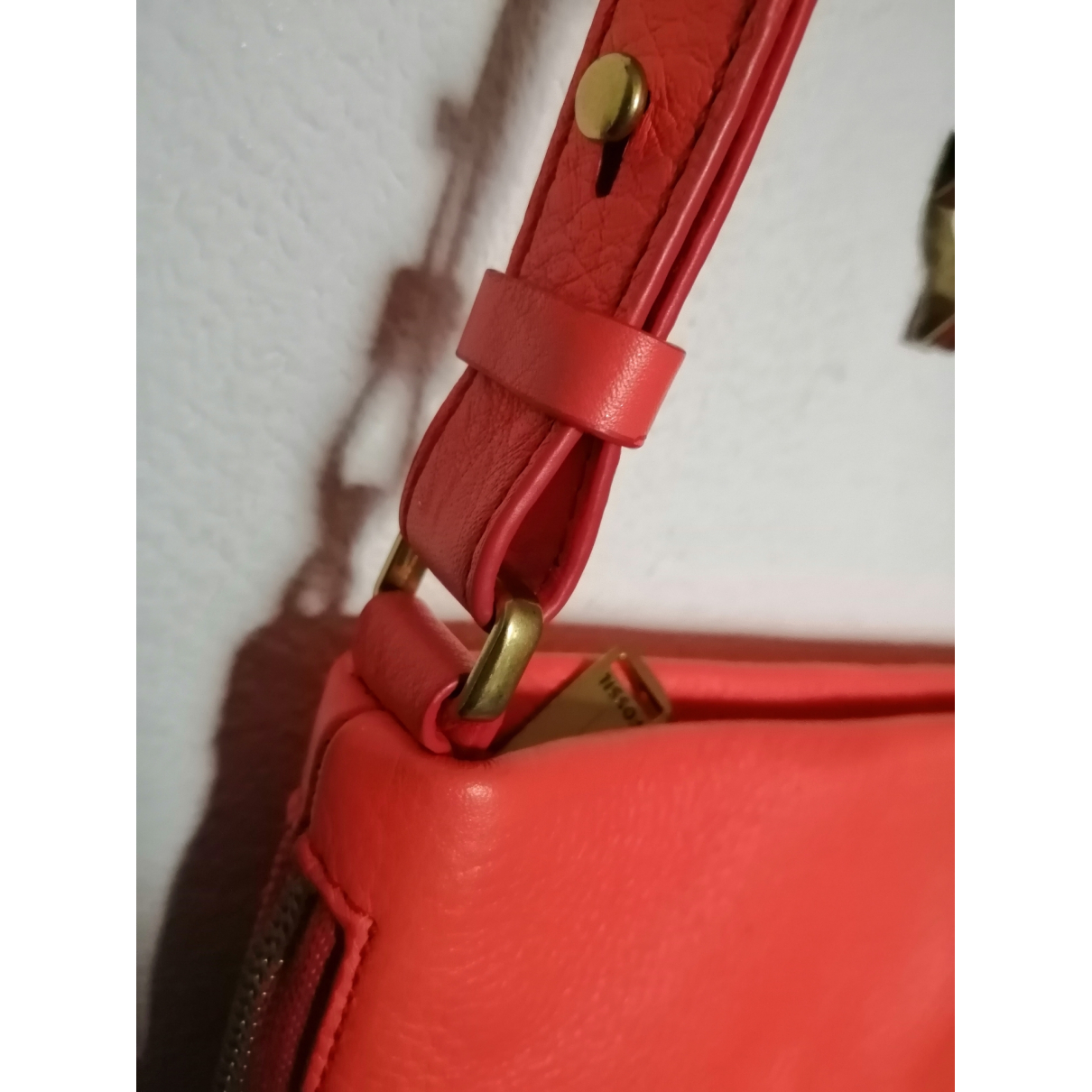 Leather crossbody bag Fossil Orange in 